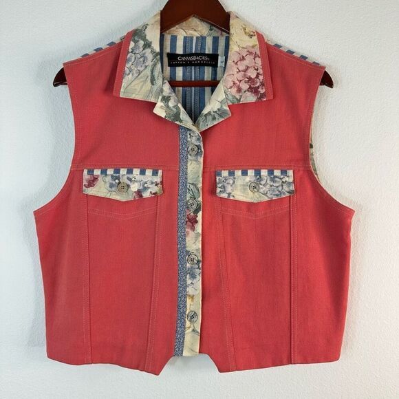 American Vintage Jackets & Blazers - Vintage Canvasbacks Lutton & Horsfield Patchwork Denim Vest Womens Large